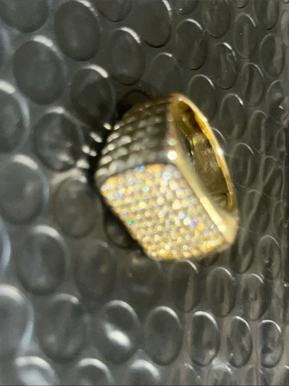 Gold-Tone Pave Men’s Statement Ring - Gold